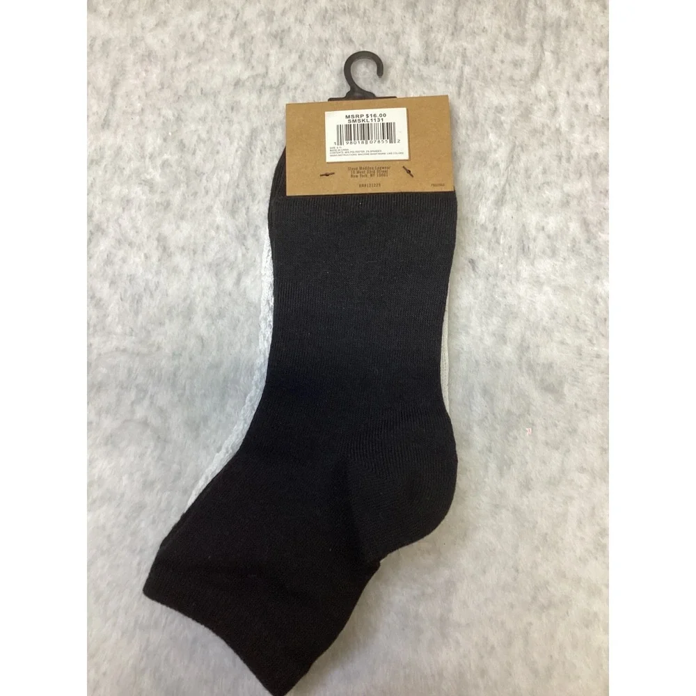 Steve Madden Womens 2 Pack Anklet Socks Black White Pointelle SMSKL1131 5-10